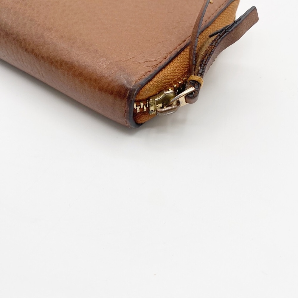 TORY BURCH Long Wallet Leather Caramel Color 7.5” x 4” Soft Leather Sleek - Picture 11 of 12